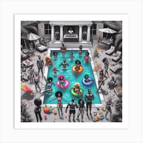 Pool Party 2 Art Print