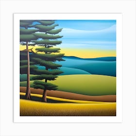 Landscape With Pine Trees Art Print