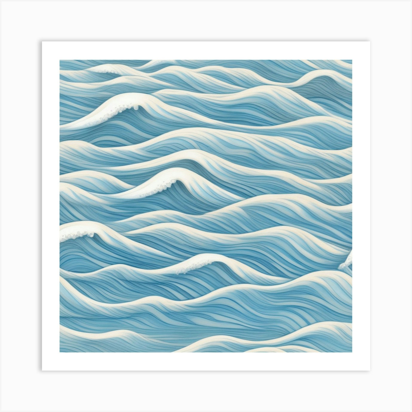 Ocean Waves Gentle Pencil Drawings Of Waves Highlighted With Shades Of Light Blue And Sandy Beige 1 Art Print by Anusha - Fy ocean-waves-gentle-pencil-drawings-of-waves-highlighted-with-shades-of-light-blue-and-sandy-beige-1-art-print-by-anusha-fy