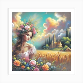 Girl In A Field Art Print