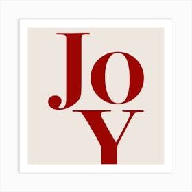 Text Joy in red Art Print