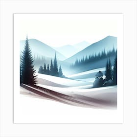 Winter Landscape With Trees 1 Art Print