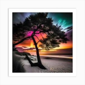 Lone Tree At Sunset Art Print