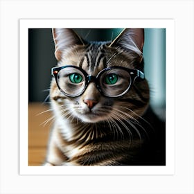 Cat With Glasses cute Art Print