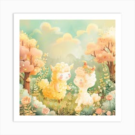 Lambs In The Meadow 4 Art Print