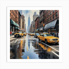 New York City Taxis Rush Hour Art Print