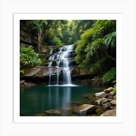 Waterfall In The Rainforest 1 Art Print