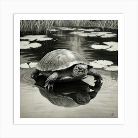 Turtle In Water Art Print