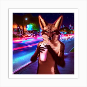 Foxes At Night Art Print