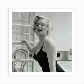 Marilyn Monroe Posing By Pool Art Print