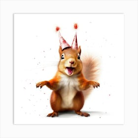 Birthday Squirrel Art Print