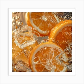 Orange Slices With Ice Cubes Art Print