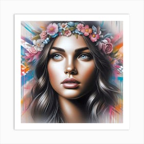 Girl With Flowers 1 Art Print