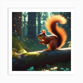 Red Squirrel In The Forest 69 Art Print