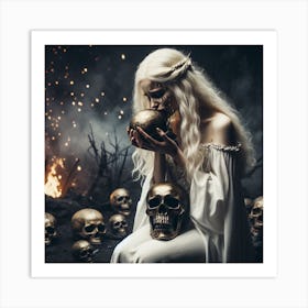 Dark Fantasy Woman With Skulls Art Print