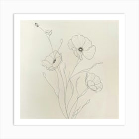 Line Drawing Of Flowers 3 Art Print