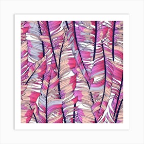 Beautiful Boho Seamless Pattern With Pink Feathers Art Print