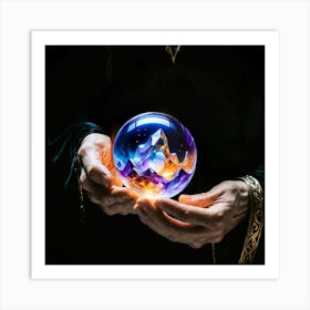 Magician Holds A Crystal Ball Art Print