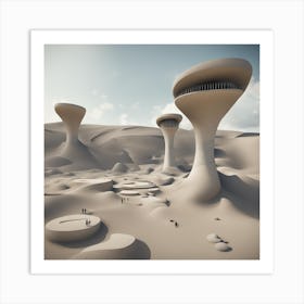 Futuristic City In The Desert Art Print