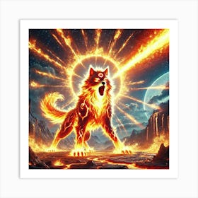 Yang Fire Wolf Solar Flare Art Print