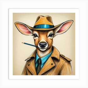 Deer In A Hat 12 Art Print