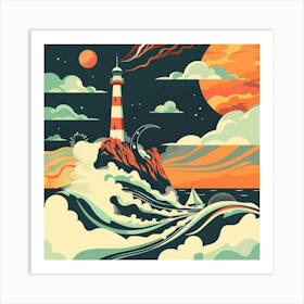 Lighthouse In The Sky Art Print