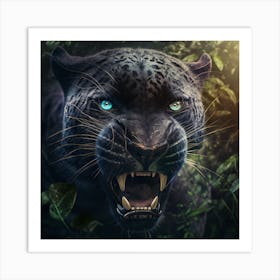 Black Jaguar In The Jungle Art Print