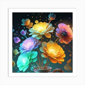 Luminous pastel flowers 2 Art Print