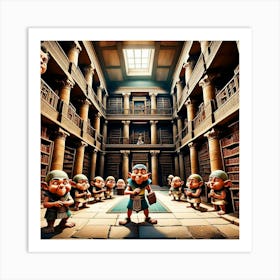 Gnomes In The Library Art Print