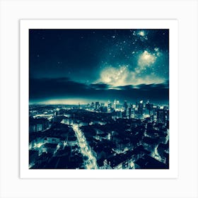 Night Sky Over City 3 Art Print