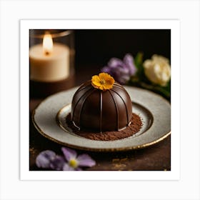 Chocolate Dessert On A Plate Art Print