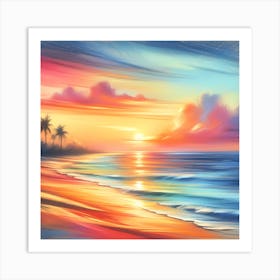 Sunset Beach Painting 1 Art Print