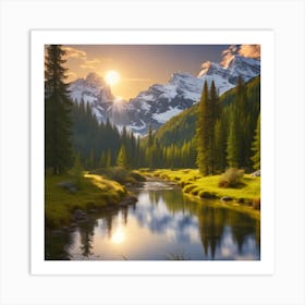 Sunrise In The Mountains 1 Art Print