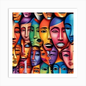 1000014489 faces abstract art print. Art Print