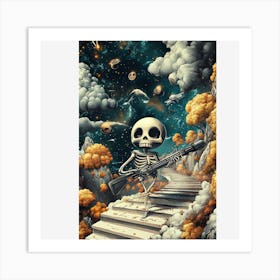 Skeleton With Gun Art Print