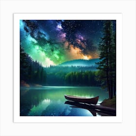 Night Sky Over Lake 22 Art Print