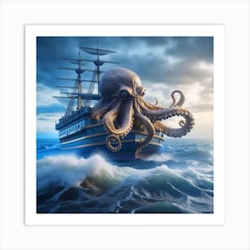 Octopus Ship 3 Art Print