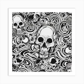 Seamless Pattern With Skulls Art Print