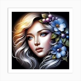 Beautiful Girl With Flowers 7 Art Print