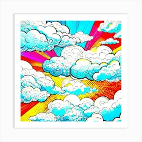 pop art clouds Art Print