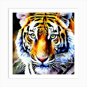 Pintura A Aquarela De Um Tigre Art Print