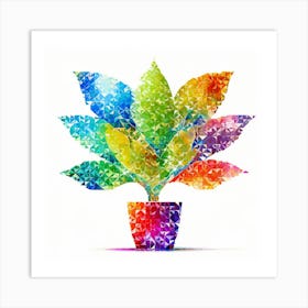 Colorful Plant In A Pot Art Print