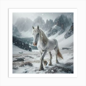 White Horse In Winter 1 Art Print