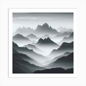 Black And White Mountains 2 Art Print