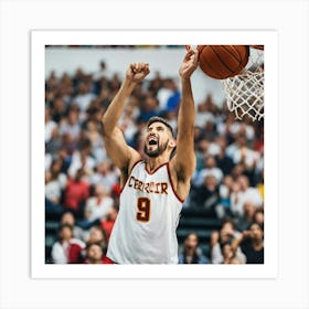 Basketball Player Dunks Art Print