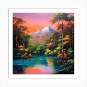 Sunrise Over The Lake Art Print