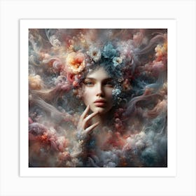 Girl With Flowers In Her Hair 1 Art Print