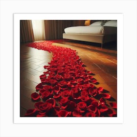 Red Rose Petals On The Floor 1 Art Print