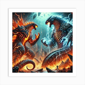 Kaiju Battle Converted Art Print