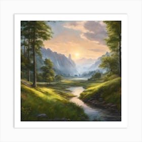Sunset In The Mountains 9 Art Print